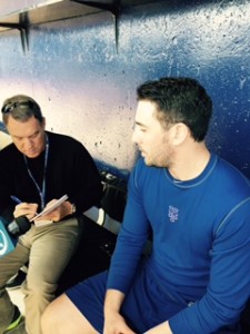 Interviewing New York Mets pitcher Matt Harvey for a New York Times story.