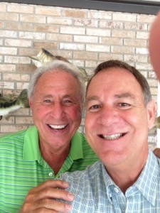 With ESPN legend Lee Corso on his patio, after finishing a wonderful interview with him for a magazine piece.